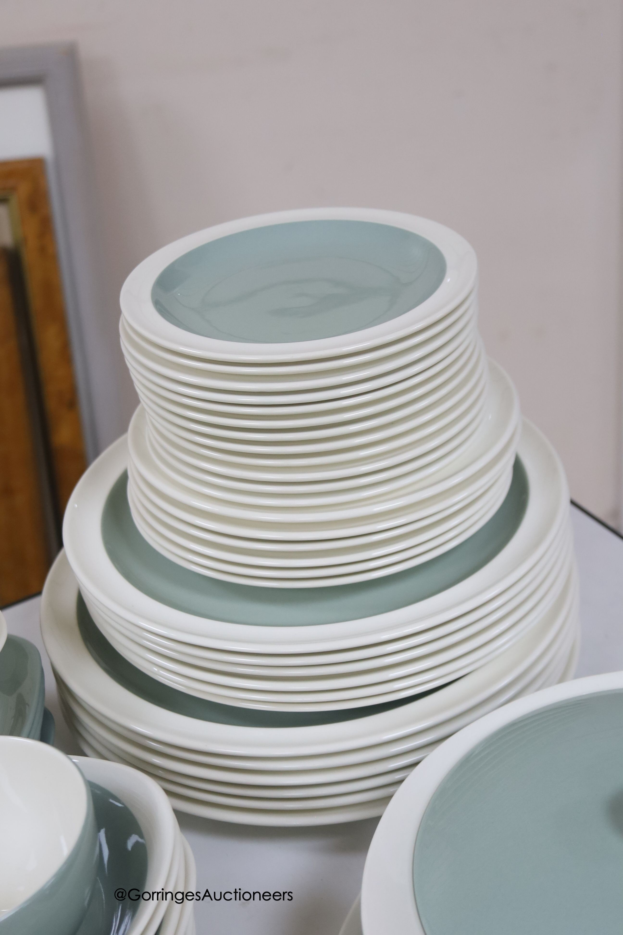 A Wedgwood Barlaston green tea dinner and breakfast service